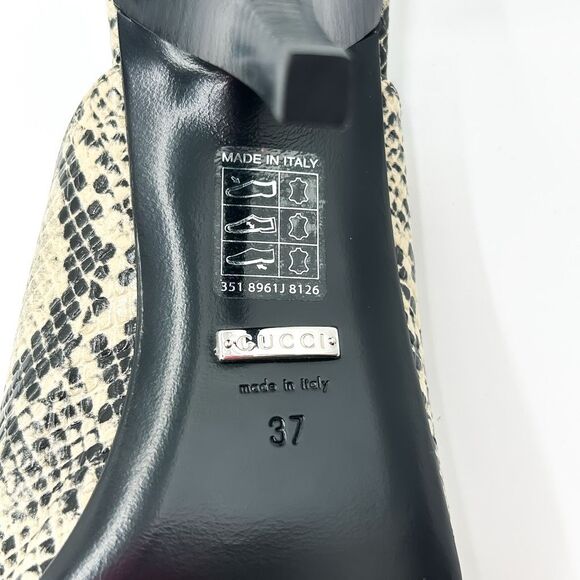 Gucci New GG Python Leather Mules Sandals Heels Size 37, 7 - Picture 9 of 13